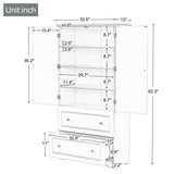 ZNTS Wide Bathroom Storage Cabinet, Freestanding Storage Cabinet with Two Drawers and Adjustable Shelf, WF312729AAE