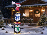 6 FT Pre-Lit Christmas Penguin Trio Decoration, 3 Cute Penguins with Iridescent Stars, Cold White 03911702