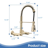 3 Functions Wall Mounted Bridge Kitchen Faucet W122564077