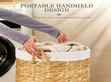 Round Laundry Hamper with Lid, Woven Natural Water Hyacinth Laundry Hamper 81309200