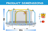55-inch Trampoline for Kids Indoor & Outdoor Small Toddler Trampoline with Basketball Hoop W1163P264321