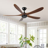 62 Inch wood Ceiling Fan no light with Remote Control, Low Profile Ceiling Fan without W2352P306690