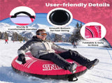 600D Waterproof Oxford Cloth Snow Sled, Reinforced Handles Removable Tow Strap for Adults Kids-Pink 79569343