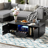 U-Can Modern High Glossy Rectangle Coffee Table, Stylish Center Table with Storage Space, Accent N724P294656B