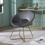 Slatina Gray Silky Velvet Upholstered Accent Chair with Gold Tone Finished Base T2574P164521