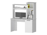 White 3-Tier Storage Shelves Computer Desk B062P175110