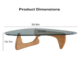 Modern Glass Coffee Table, 35.8" x 25.6" x 15.7" Mid Century Modern Coffee Table, Sleek Coffee W3101P493240