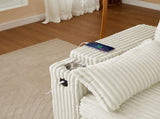 Beige Loveseat Sleeper Sofa with Storage Armrest ,USB Port W588P444893