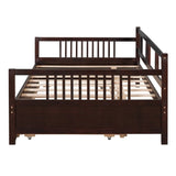 ZNTS Full Size Daybed Wood Bed with Twin Size Trundle,Espresso WF295131AAP