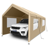 ZNTS Carport, 10×20 Heavy Duty Portable Carport Garage Tent for Outdoor Storage Shelter khaki W1350P176015