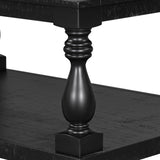 U_STYLE Vintage Coffee Table Featuring Artistic Vase Column Legs and Luxurious Pine Veneer for N711P256967B