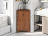 Brown Triangle Bathroom Storage Cabinet with Adjustable Shelves, Freestanding Floor Cabinet for Home 70212675