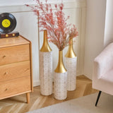 Floor Metal Vases Decorated White Metal Set of 3 gorgeous home decoration large glazed metal W2796P237521