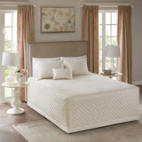 4 Piece Cotton Reversible Tailored Bedspread Set Khaki King B03597517