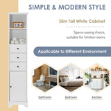 White Tall Bathroom Cabinet, Freestanding Storage Cabinet with 3 Drawers and Adjustable Shelf, MDF WF298152AAK