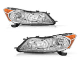 FOR 08-12 HONDA ACCORD SEDAN CHROME HOUSING AMBER CORNER HEADLIGHT HEAD LAMPS 32929479