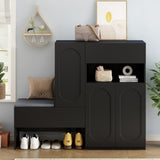 ON-TREND Elegant 2-in-1 Shoe Cabinets with Soft Cushion, Modern Storage Bench with Arched Doors & N721P245716B