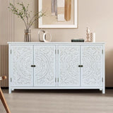 60"White Accent with 4 Doors, Rustic Wood Sideboard Pantry - Versatile Buffet W2295P306910