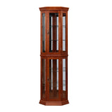 Corner Curio Cabinet with Lights, Adjustable Tempered Glass Shelves, Mirrored Back, Display W1693111239