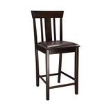 ZNTS Black PU Upholstered Set of 2 Counter Height Chairs Espresso Finish Wooden Furniture Kitchen Dining B011P170682