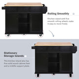 ZNTS Kitchen Cart with Rubber wood Drop-Leaf Countertop ,Cabinet door internal storage racks,Kitchen 10459641