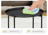 2-Tier Patio Side Table, Outdoor Metal Round Small Coffee Table with Removable Tray, Weather 86168397