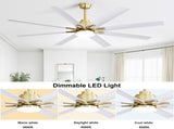 66 Inch Low Profile ABS Ceiling Fan with Dimmable Lights and Smart Remote Control 6 Speed Reversible W934P152241