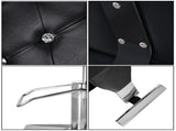 PVC Leather Cover Galvanized Square Tray with Footrest Retractable Barber Chair 300.00lbs Black 11736312