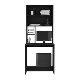 Computer Hutch Desk, Lower Shelf, Four Shelves, Black B097133217