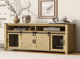 59.3''Sideboard with Sliding Barn Door and Mesh Panels,Farmhouse Buffet with Open N711P347388O