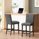 Contemporary Fabric Button Tufted 26 Inch Counter Stools, Set of 2, Charcoal 71254.00CHAR