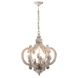French Country Wood Chandelier, 6-Light Farmhouse Pendant Light Fixture with Adjustable Chain for W2078137917
