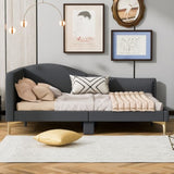 Full Size Upholstered Daybed with Headboard and Armrest, Support Legs, Grey WF318303AAE