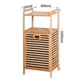 Bathroom Laundry Basket Bamboo Storage Basket with 2-tier Shelf 17.32 x 13 x 37.8 inch W40934117