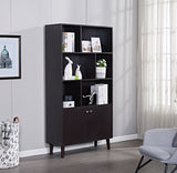 67" Bookcase with Doors, 3-tier Bookshelf, Coffee W96539590