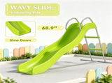 5.7FT Green Kids Playground Slide, Climbing Step Ladder, for Backyard Garden Ages 3-8 26298412