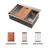 33x22x10"Drop-in Single Bowl Stainless Steel Kitchen Sink with Workstation W2898P228909