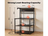 Kitchen Bakers Rack with Power Outlet, 4.6ft Cable, 23.6" Wide with Sturdy X-Shaped Support, 8 77488064