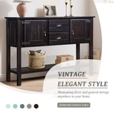 48'' Solid Wood Sideboard Console Table with 2 Drawers and Cabinets and Bottom Shelf, Retro Style W1202P263636