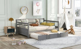 Full Size Daybed Wood Bed with Twin Size Trundle,Gray WF295131AAE