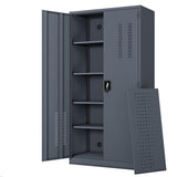 Metal garage storage with 2 doors and 4 adjustable shelves - 71.96-inch steel lockable file W396P305869