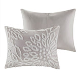 King/Cal King 3 Piece Tufted Cotton Chenille Floral Duvet Cover Set B035129183