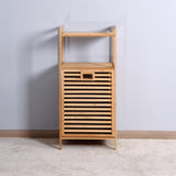 Bathroom Laundry Basket Bamboo Storage Basket with 2-tier Shelf 17.32 x 13 x 37.8 inch W40934117