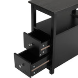 End Table with Charging Station, Narrow Sofa Side Table, Wooden Nightstand, Bedroom Living Room W2181P152443