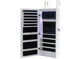 Non Full Wooden Wall Mounted 4-Layer Shelf, 2 Drawers, 8 Blue LED Lights, Jewelry Storage 87850025