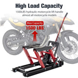 Hydraulic Motorcycle Jack, 1500 LBS Capacity Foot-Operated Motorcycle Table, ATV Scissor W1422136704