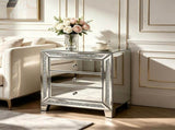 () 3-Drawer Nightstand with Rhinestone Trim MDF Storage Cabinet with Mirrored 47695671