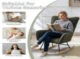 Teddy Fabric Wingback Glider Rocker with Side Storage Pocket, Soft Comfy Nursing Rocking Chair, 75138355
