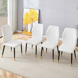 4 modern dining chairs with stylish PU patterned backrest and black metal legs for a comfortable W1512P360097