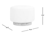 Tilly 16.5" Round Fur Upholstered & Burl Pouf Ottoman, Cottontail White Faux Fur B2719P277868